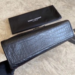 Borse YSL Saint Lauren Shopping  Niki Medium nera in coccodrillo