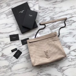 Shopping bag YSL Saint Lauren Niki Medium in pelle vintage increspata grigia