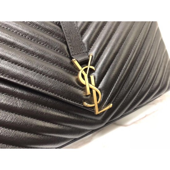 Replica Saint Laurent grandi borse Monogram universitari in nero di capra Replica Saint Laurent grandi borse Monogram universitari in nero di capra