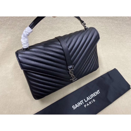 Replica Saint Laurent grandi borse Monogram universitari in nero di capra Replica Saint Laurent grandi borse Monogram universitari in nero di capra