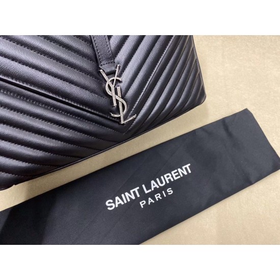 Replica Saint Laurent grandi borse Monogram universitari in nero di capra Replica Saint Laurent grandi borse Monogram universitari in nero di capra