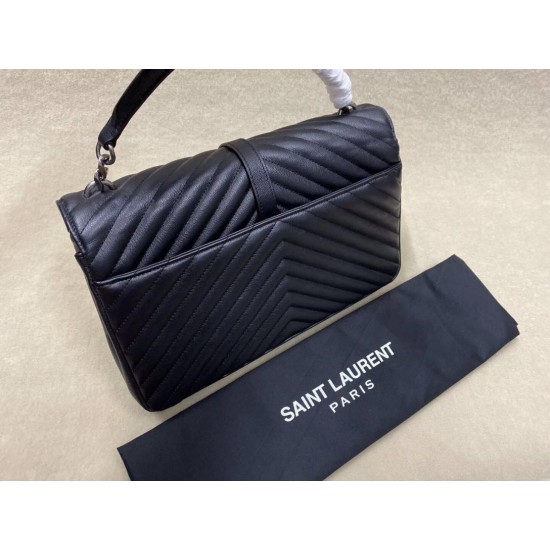 Replica Saint Laurent grandi borse Monogram universitari in nero di capra Replica Saint Laurent grandi borse Monogram universitari in nero di capra