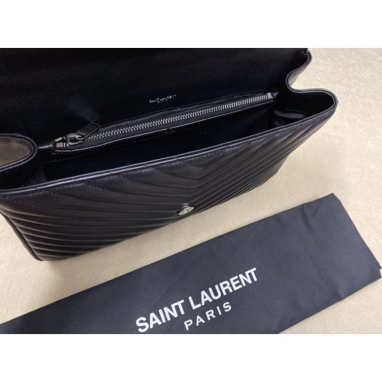Replica Saint Laurent grandi borse Monogram universitari in nero di capra Replica Saint Laurent grandi borse Monogram universitari in nero di capra