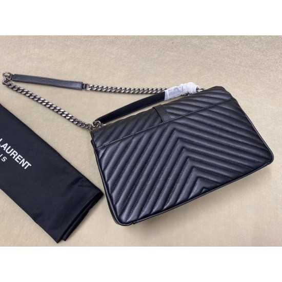 Replica Saint Laurent grandi borse Monogram universitari in nero di capra Replica Saint Laurent grandi borse Monogram universitari in nero di capra