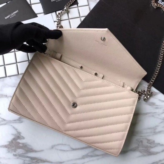 Replica YSL Saint Laurent Granulato Matelasse Chain Portafoglio Beige Replica YSL Saint Laurent Granulato Matelasse Chain Portafoglio Beige