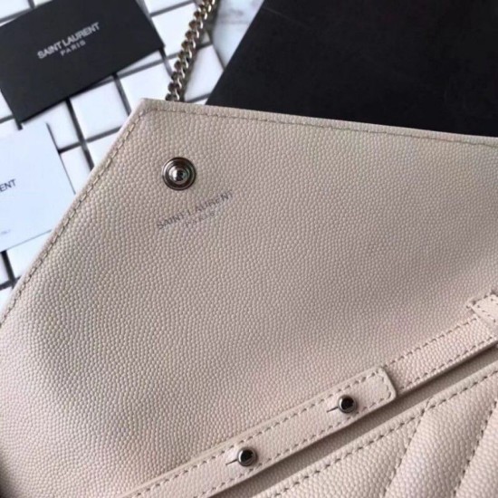 Replica YSL Saint Laurent Granulato Matelasse Chain Portafoglio Beige Replica YSL Saint Laurent Granulato Matelasse Chain Portafoglio Beige