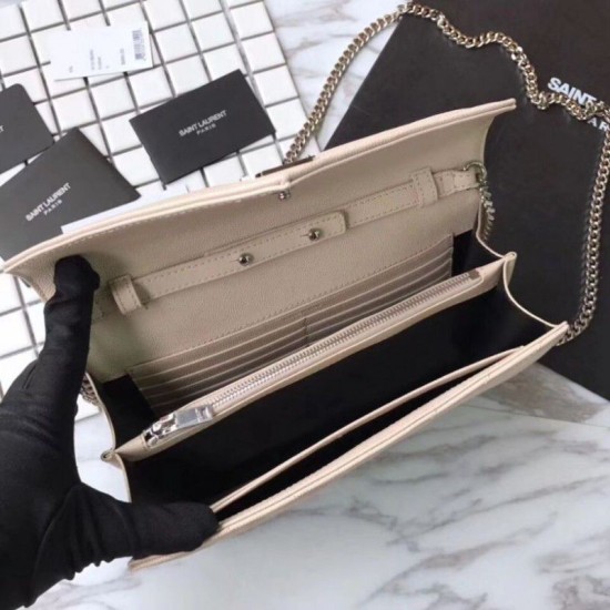 Replica YSL Saint Laurent Granulato Matelasse Chain Portafoglio Beige Replica YSL Saint Laurent Granulato Matelasse Chain Portafoglio Beige