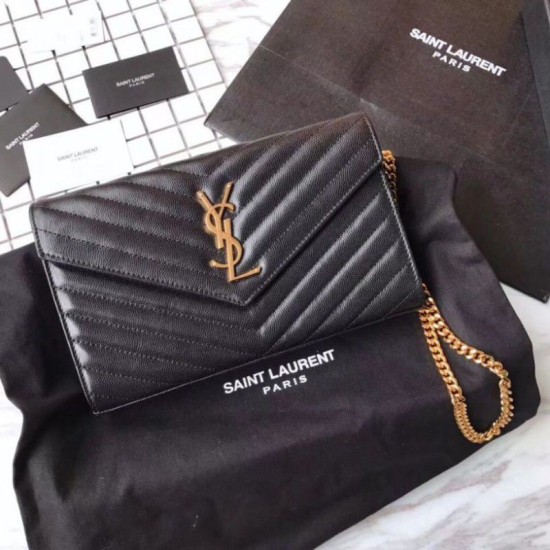 Replica YSL Saint Laurent Granulato Matelasse Chain Portafoglio Nero Replica YSL Saint Laurent Granulato Matelasse Chain Portafoglio Nero
