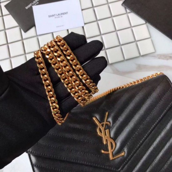 Replica YSL Saint Laurent Granulato Matelasse Chain Portafoglio Nero Replica YSL Saint Laurent Granulato Matelasse Chain Portafoglio Nero