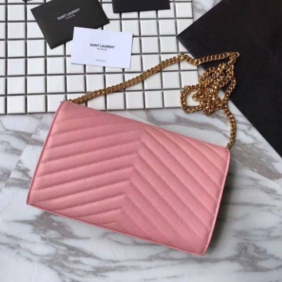 Replica YSL Saint Laurent Granulato Matelasse Chain Portafoglio Rosa Replica YSL Saint Laurent Granulato Matelasse Chain Portafoglio Rosa