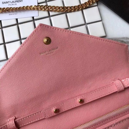 Replica YSL Saint Laurent Granulato Matelasse Chain Portafoglio Rosa Replica YSL Saint Laurent Granulato Matelasse Chain Portafoglio Rosa