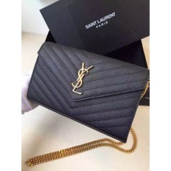 Saint Laurent Catena Portafoglio in pelle Black Grain