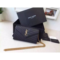 Saint Laurent Catena Portafoglio in pelle Black Grain