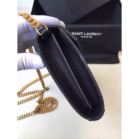 Replica Saint Laurent Catena Portafoglio in pelle Black Grain Replica Saint Laurent Catena Portafoglio in pelle Black Grain
