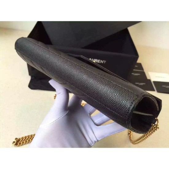 Replica Saint Laurent Catena Portafoglio in pelle Black Grain Replica Saint Laurent Catena Portafoglio in pelle Black Grain