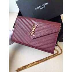 Saint Laurent Catena Portafoglio in pelle Bordeaux grano