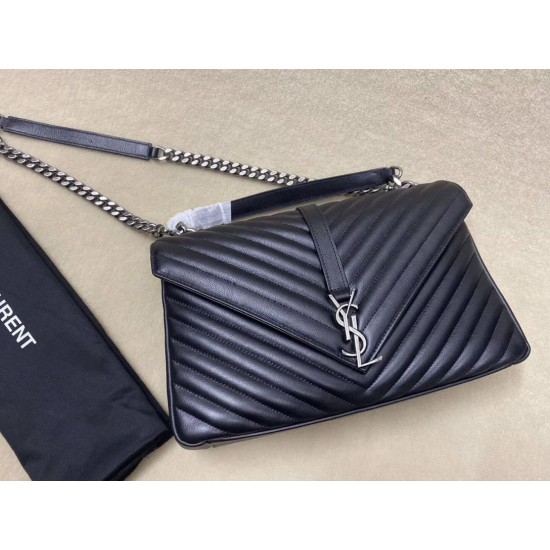 Replica Saint Laurent grandi borse Monogram universitari in nero di capra Replica Saint Laurent grandi borse Monogram universitari in nero di capra