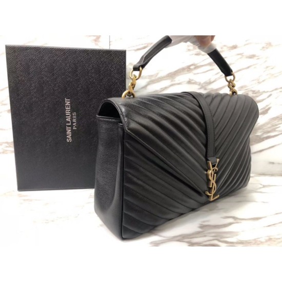 Replica Saint Laurent grandi borse Monogram universitari in nero di capra Replica Saint Laurent grandi borse Monogram universitari in nero di capra