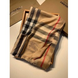 Scialle Burberry Aquatic Cashmere Small Check 75 x 220 Marrone
