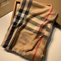 Scialle Burberry Aquatic Cashmere Small Check 75 x 220 Marrone