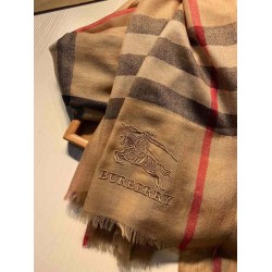 Scialle Burberry Aquatic Cashmere Small Check 75 x 220 Marrone