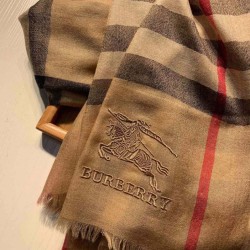 Scialle Burberry Aquatic Cashmere Small Check 75 x 220 Marrone