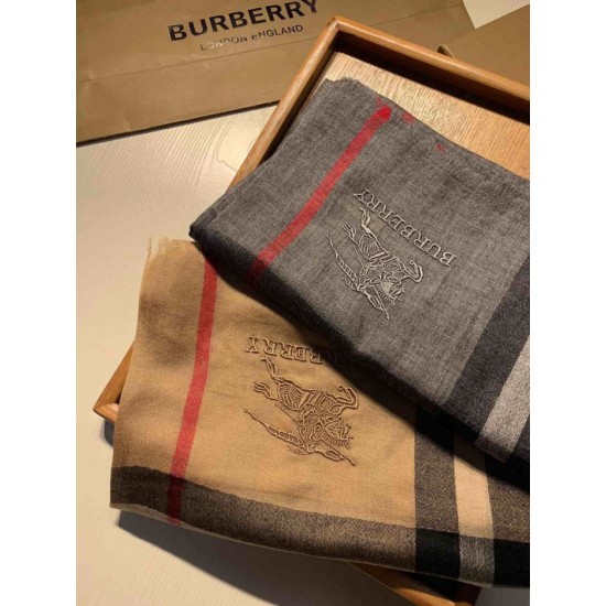Replica Scialle Burberry Aquatic Cashmere Small Check 75 x 220 Grigio