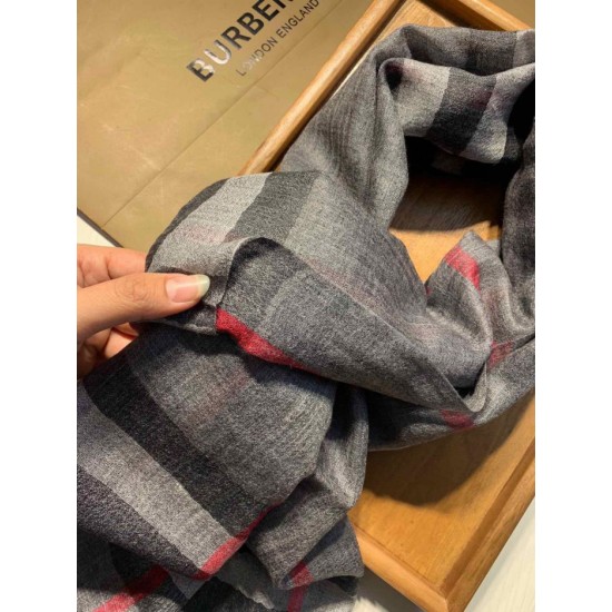Replica Scialle Burberry Aquatic Cashmere Small Check 75 x 220 Grigio
