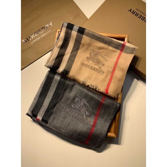 Replica Scialle Burberry Aquatic Cashmere Small Check 75 x 220 Grigio