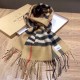 Replica Burberry Scialle in lana cashmere con motivo tartan a doppia faccia con logo 30 x 180 marrone
