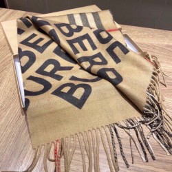 Burberry Scialle in lana cashmere con motivo tartan a doppia faccia con logo 30 x 180 marrone