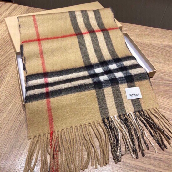 Replica Burberry Scialle in lana cashmere con motivo tartan a doppia faccia con logo 30 x 180 marrone