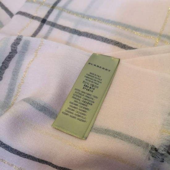 Replica Sciarpa Burberry in filato lurex color block in cashmere con motivo tartan 90 x 200