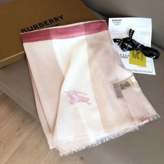Replica Sciarpa Burberry classica in cashmere con motivo tartan e ricamo cavallo 100 x 200