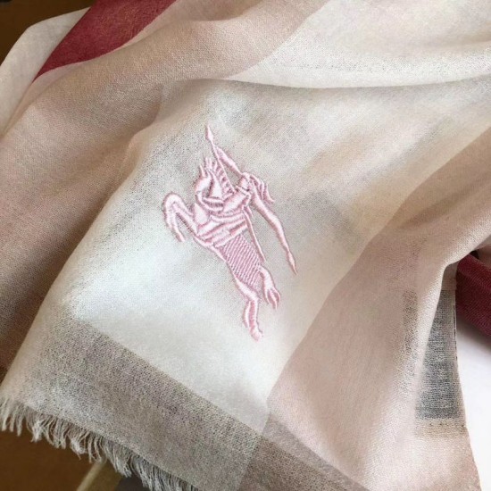 Replica Sciarpa Burberry classica in cashmere con motivo tartan e ricamo cavallo 100 x 200