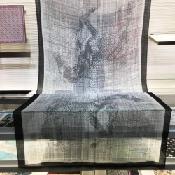 Sciarpa lunga in cashmere con motivo tartan Hermes Sky Horse 110 x 200 bianca