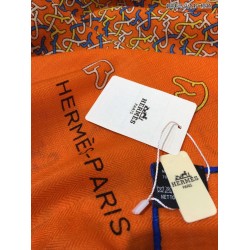 Hermes divertente scialle di seta cashmere testa di cavallo 140 arancione