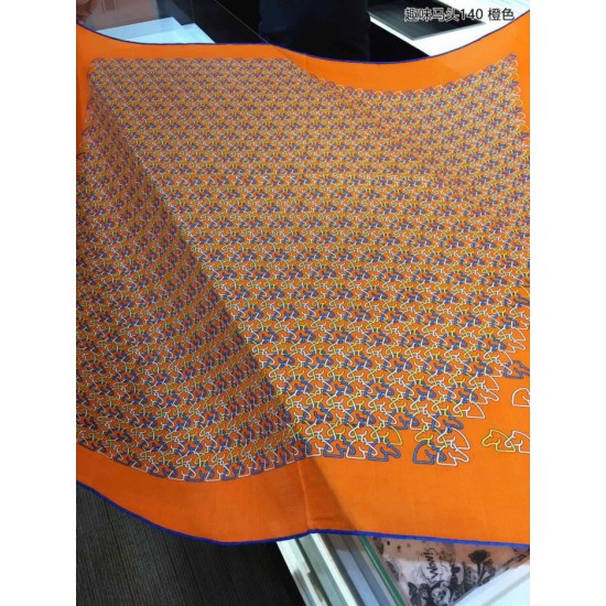 Replica Hermes divertente scialle di seta cashmere testa di cavallo 140 arancione