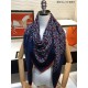 Replica Scialle Hermes Fun Horsehead cashmere seta 140 Blu navy