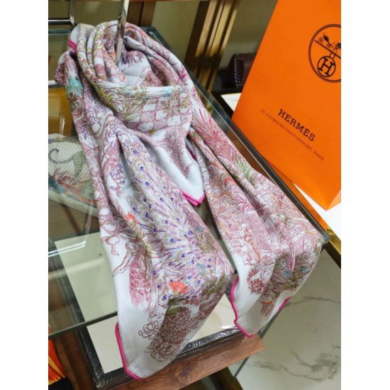 Replica Scialle di seta cashmere broccato broccato di Hermes 140 Rose