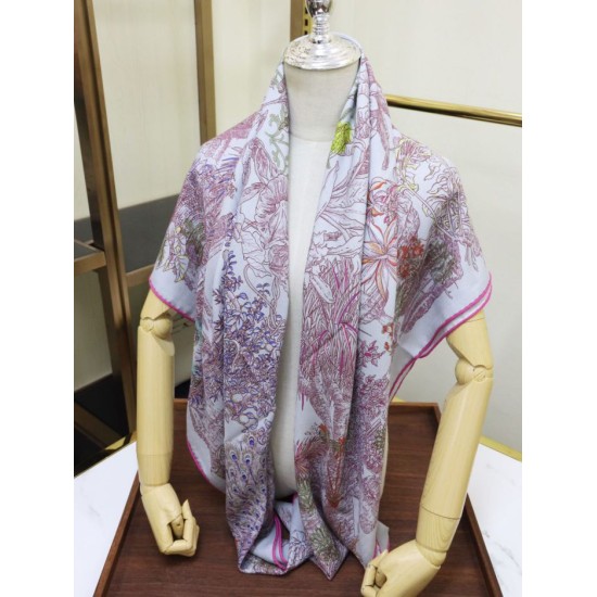 Replica Scialle di seta cashmere broccato broccato di Hermes 140 Rose