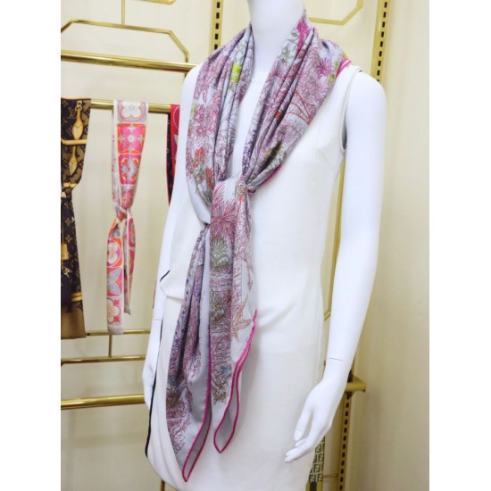 Replica Scialle di seta cashmere broccato broccato di Hermes 140 Rose