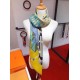 Replica Scialle quadrato di seta cashmere esteso Hermes 140cm Giallo
