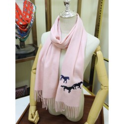Sciarpa in cashmere Hermes Wide Horses 32 x 180 Rosa