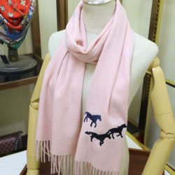 Sciarpa in cashmere Hermes Wide Horses 32 x 180 Rosa