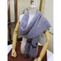 Sciarpa in cashmere Hermes Wide Horses 32 x 180 Grigio
