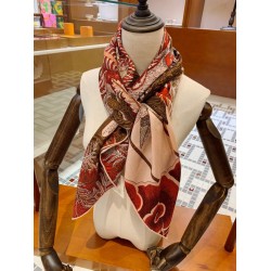 Scialle quadrato Hermes Cashmere seta 140 Arancio