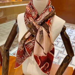 Scialle quadrato Hermes Cashmere seta 140 Arancio