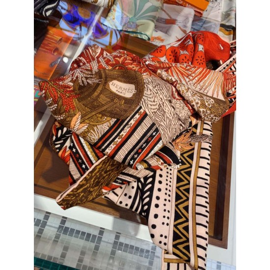 Replica Scialle quadrato Hermes Cashmere seta 140 Arancio