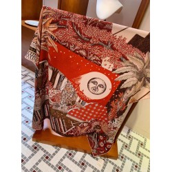 Scialle quadrato Hermes Cashmere seta 140 Arancio